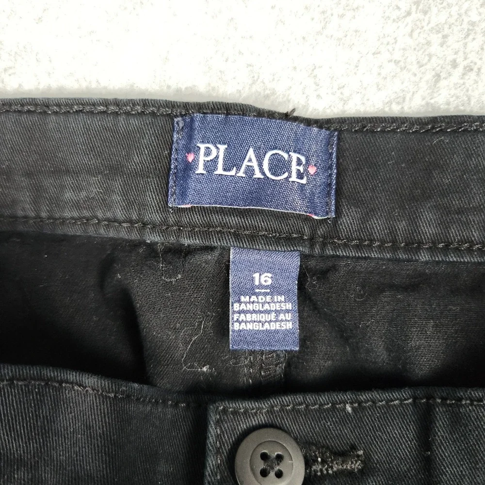 The Children's Place Pants Kids 16 Black Cotton Stretch Twill Uniform Classic